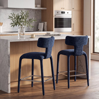 Upholstered Counter Stool with Metal Legs