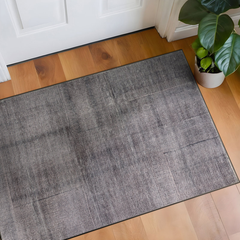 Tapis gris antidérapant Lin Lin, Gris, 2 pi x 3 pi