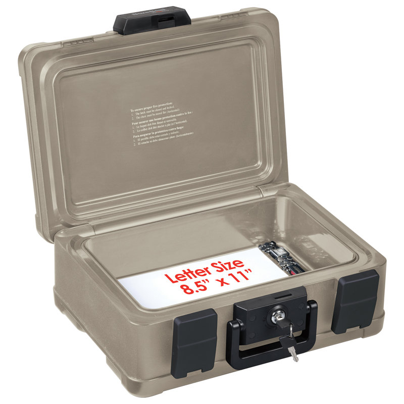 Taupe Fireproof and Waterproof Key Lock Storage Box