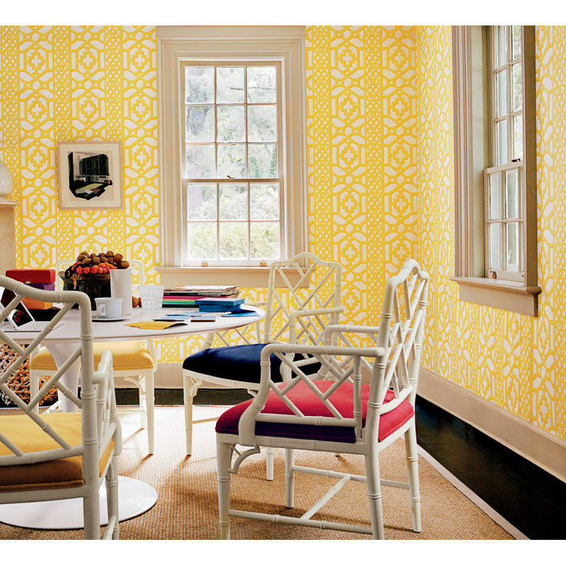 Zanzibar Trellis Wallpaper, Canary