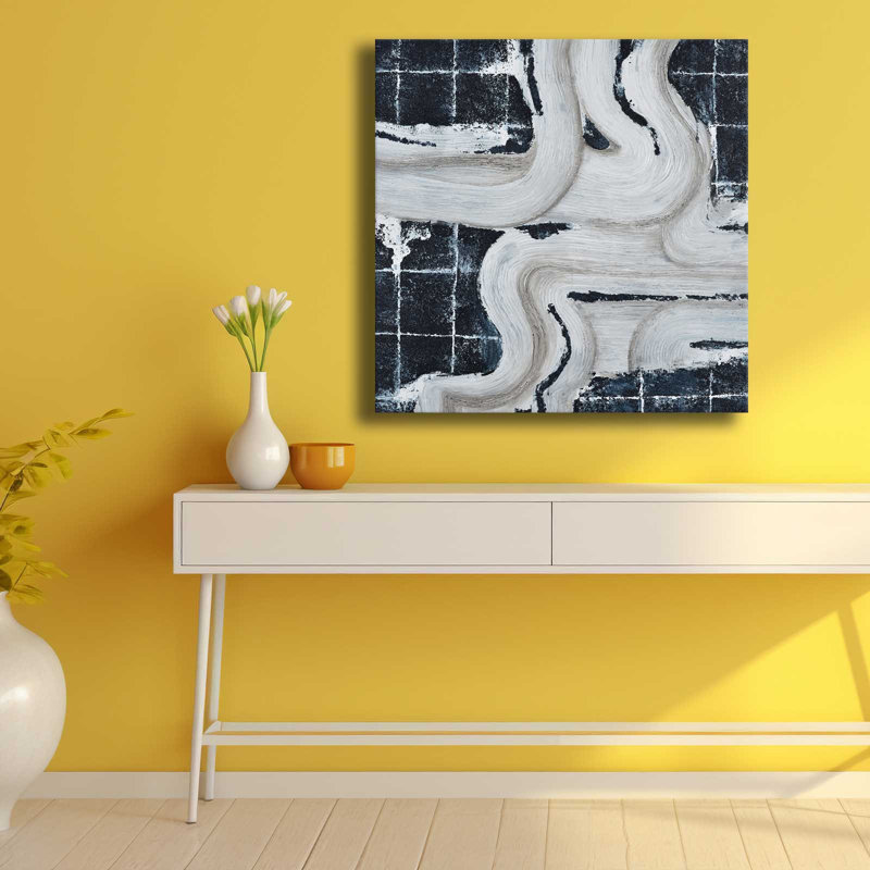 Toile abstraite noire et blanche sur toile
