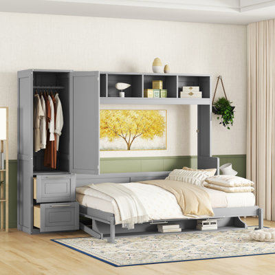 Cadre de lit escamotable avec tiroirs pour grand lit escamotable Queen
