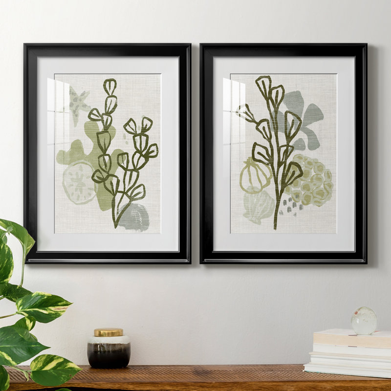 Coral Blockprint I, reproduction encadrée de qualité supérieure - prête à être accrochée, H 30,5 po x l 45 po x P 1 po