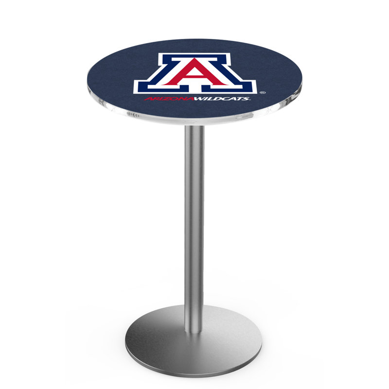 Round Metal Base Dining Table, Stainless Steel, University of Arizona