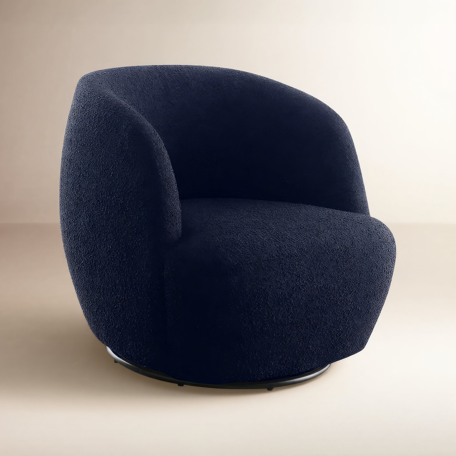 Agridaki Pine Swivel Armchair, Blue Polyester
