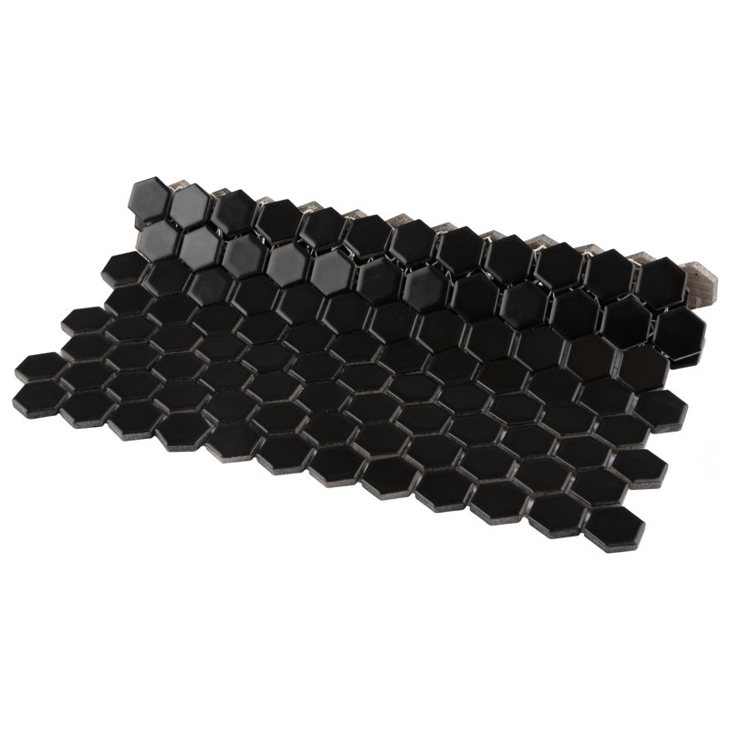 Metro 1" Hex Matte Black 10-1/4" x 11-7/8" Porcelain Mosaic Tile