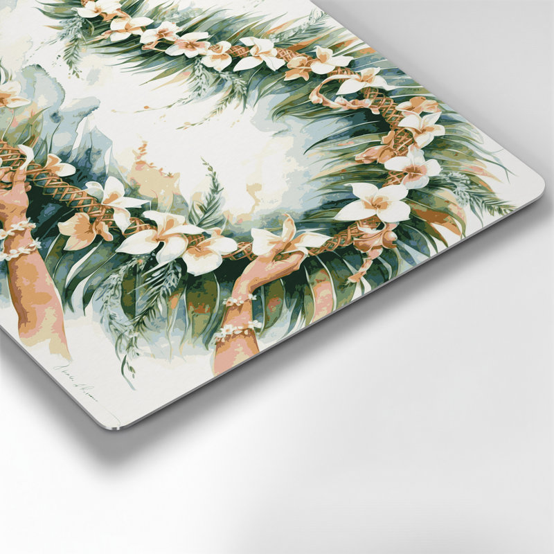 Hawaiian Lei Weaving White, art mural en métal, H 24 po x l 36 po