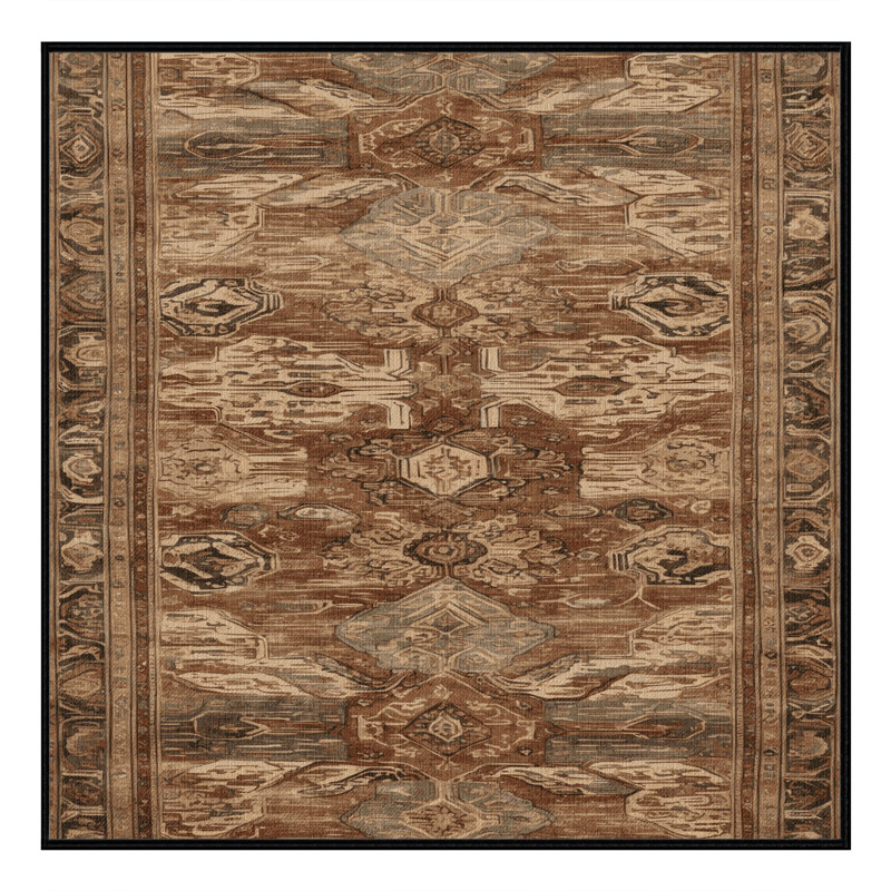 Machine Washable Persian Brown Area Rug, Square 5'