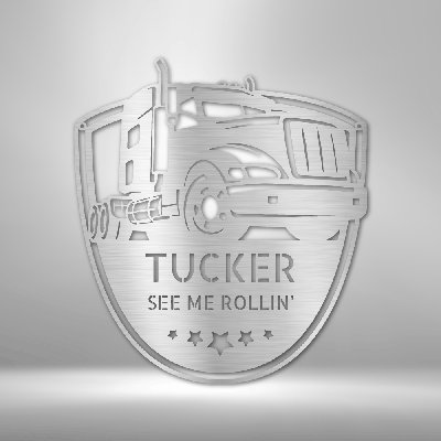 Décoration murale en acier personnalisable, monogramme de camion 10-4 Roger