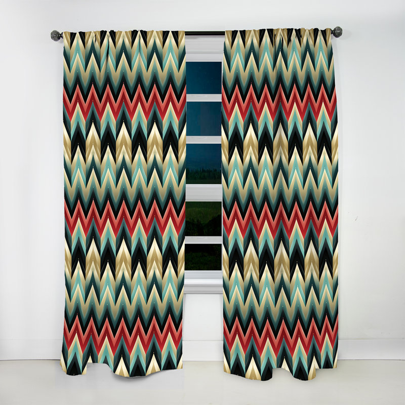 Multicolore Glamour Opulence - Motif à chevrons - Rideau à chevrons - Rideau obscurcissant - 1 panneau, L 52 po x L 108 po