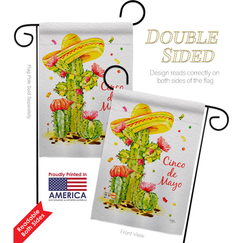 Double Sided 222'' H x 156'' W Polyester Cinco De Mayo Flag Set