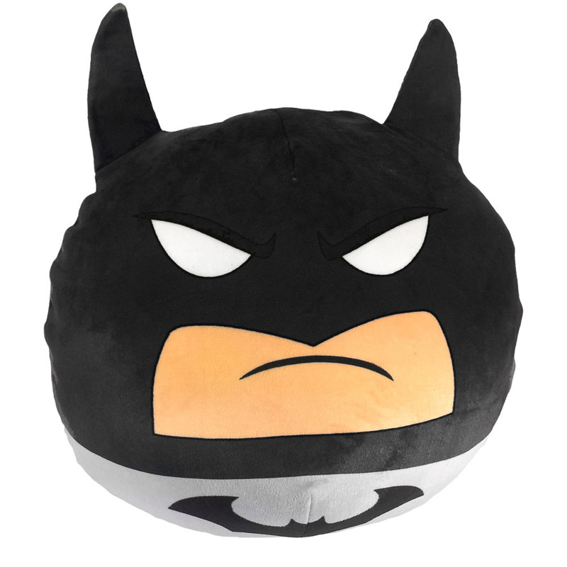 Warner Bros. Batman Grey Detective Round Cloud Pillow, Super Soft Plush Cushion, DC Comic Book Hero, 11 Inches