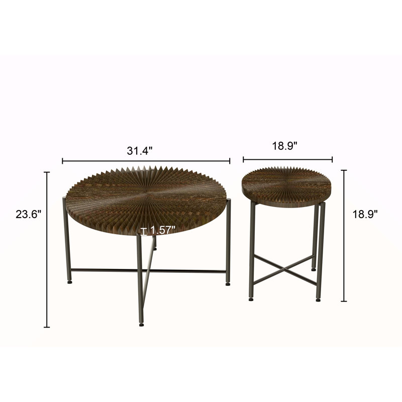 Radial Pattern 2-Piece Coffee And End Table Set