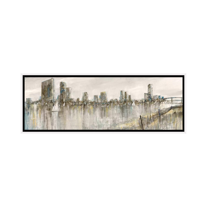 «Skyline Sail» par Ruane Manning - reproduction d'art panoramique, H 20 po x l 60 po x P 1,5 po, Toile blanche encadrée