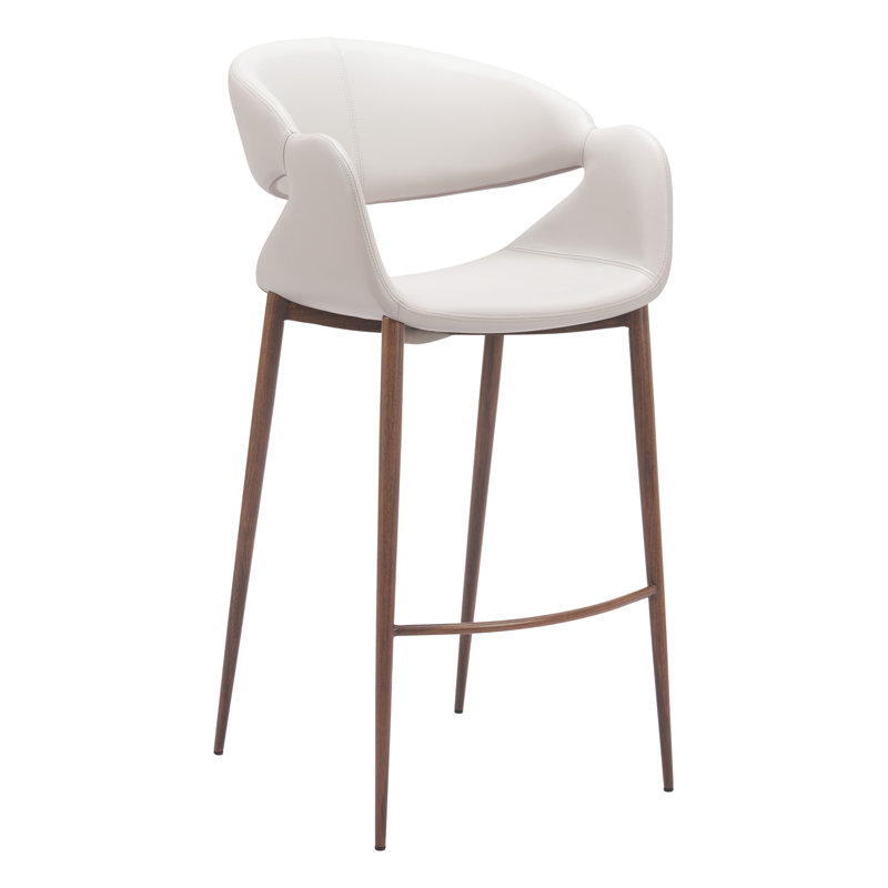 Tabouret de bar Limay beige et noyer