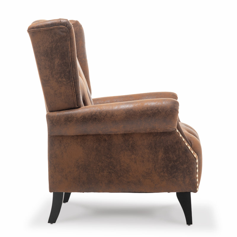 Luxury Microsuede Wingback Chair - Brown