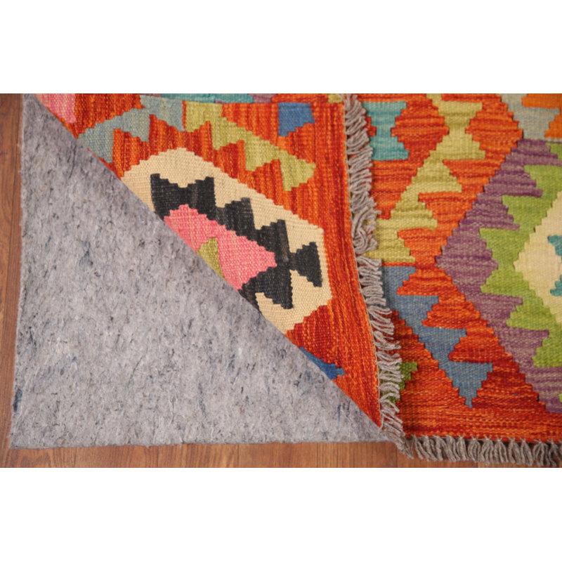 Tapis oriental réversible en laine Kilim 8 x 12