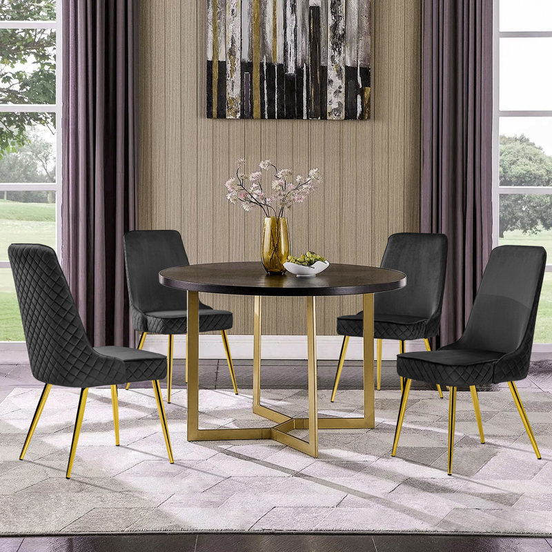 Heiress 19.2'' H Velvet Upholstered Side Chair, Black