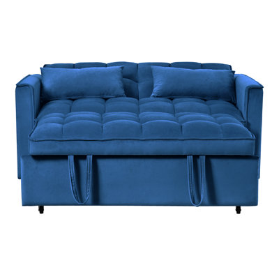 3 in 1 Convertible Sleeper Sofa Bed, Modern Pull Out Couch Bed, Adjustable Backrest, Velvet Loveseat Futon Sofa with Pillows & Pockets for Living Room Apartment