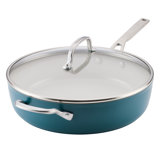 Kitchenaid Hard-Anodized Ceramic Induction Saute Pan With Lid And Helper Handle, 5-Quart, Agave