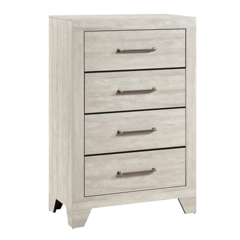 Commode de rangement contemporaine à 4 tiroirs en chêne gris pour chambre à coucher