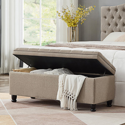 Upholstered Tufted Button Storage Bench, Entry Bench, Bed Bench