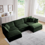 U-Shaped Sectional Sofa W/Reversible Footrest, 5-Seater Convertible Corner Couch With 2 Ottomans ,Modern Minimalist Soft Sofa & Couch For Living Room