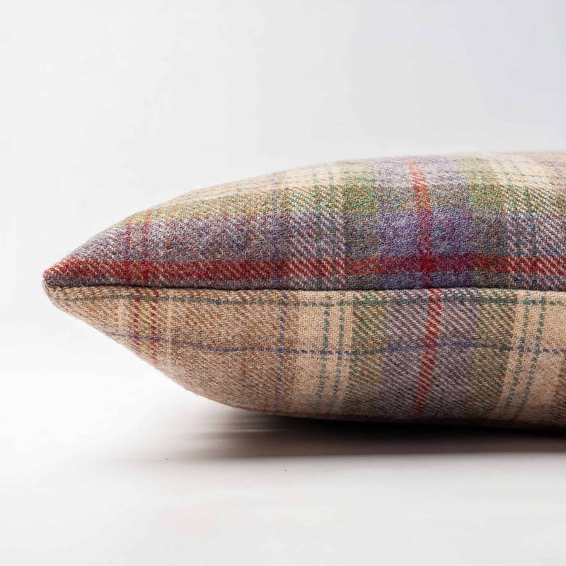 Glenmore Wool Check Cushion in Natural and Heather, 58x58cm, Cover only