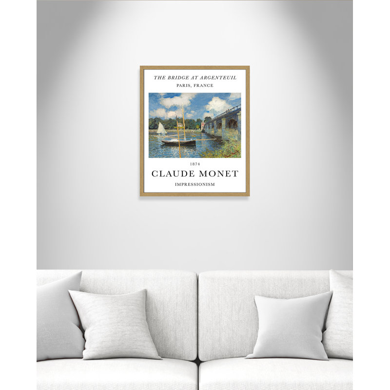 Pont à Argenteuil par Claude Monet, Cadre photo naturel naturel, Non, H 25,5 po x l 21,5 po x P 0,75 po