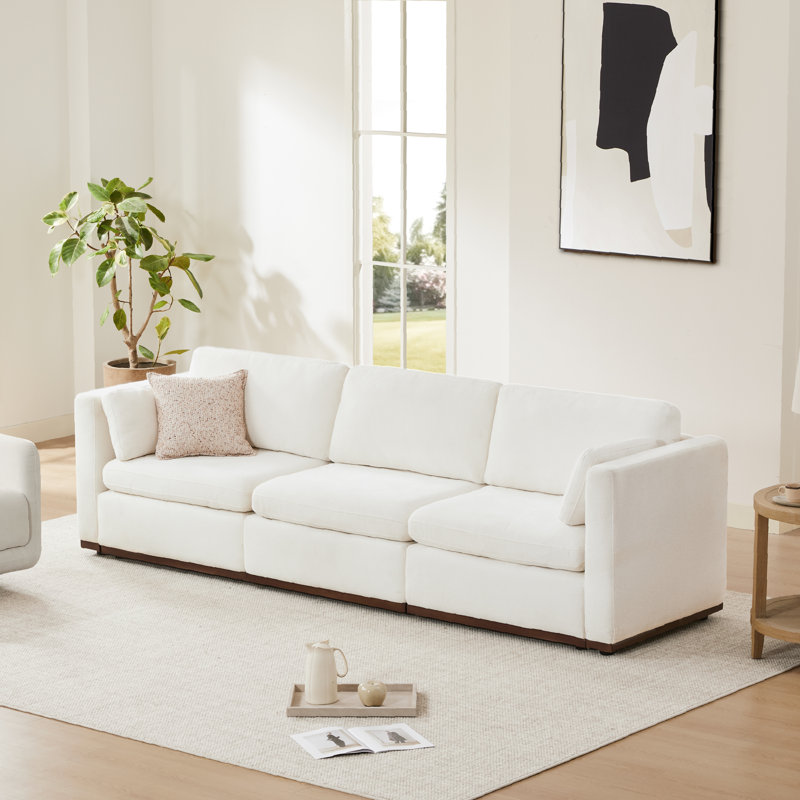 Sayette 3-Piece 112" Upholstered Modular Sofa, Cream White