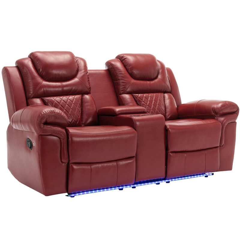 Fauteuil inclinable en cuir Condola, Rouge vin