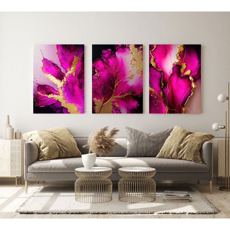 «Abstract Abstract», ensemble de 3 reproductions d'art acrylique, H 18 po x l 37 po x P 1 po
