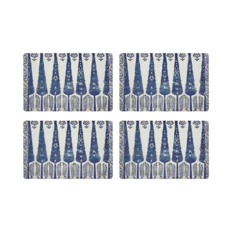 Topkapi Garden Pebbles Placemat Set, Gray/Blue