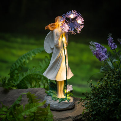 Ange de jardin à DEL, fleur mauve