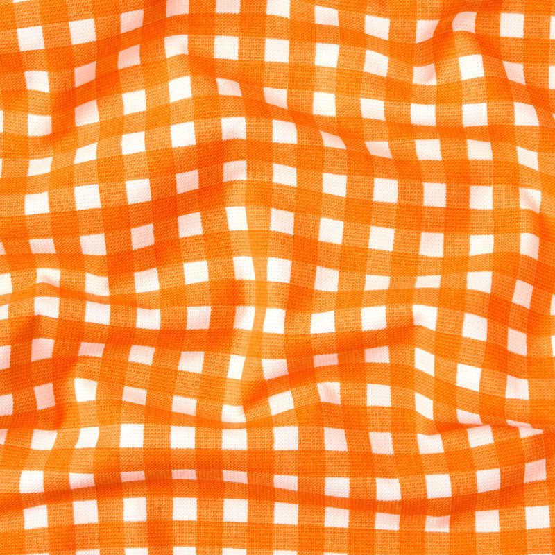 Summer Orange and Gingham Cotton Kitchen Towel Set