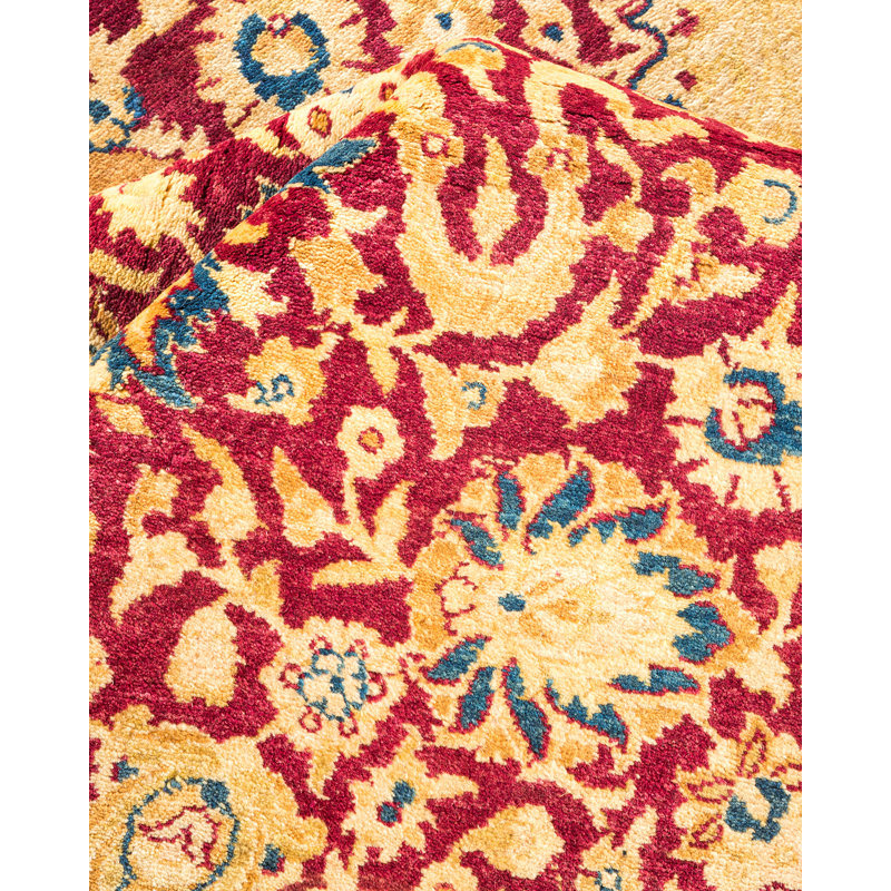 Tapis unique marron / bleu / beige noué à la main Keller de 6 pi 3 po x 8 pi 10 po Keller