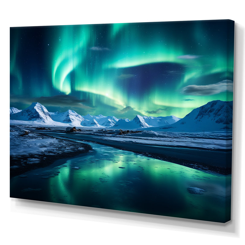 «Islandais Borealis», art mural «Aurora Borealis», Toile tendue, H 40 po x l 60 po x P 1,5 po