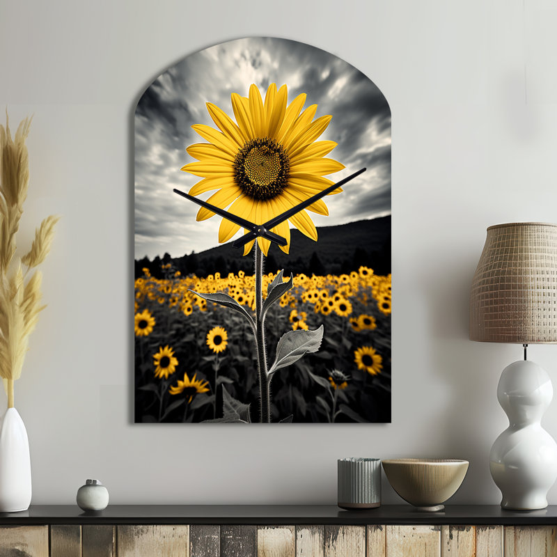 Horloge murale 3D tournesol jaune et jaune, Moyenne