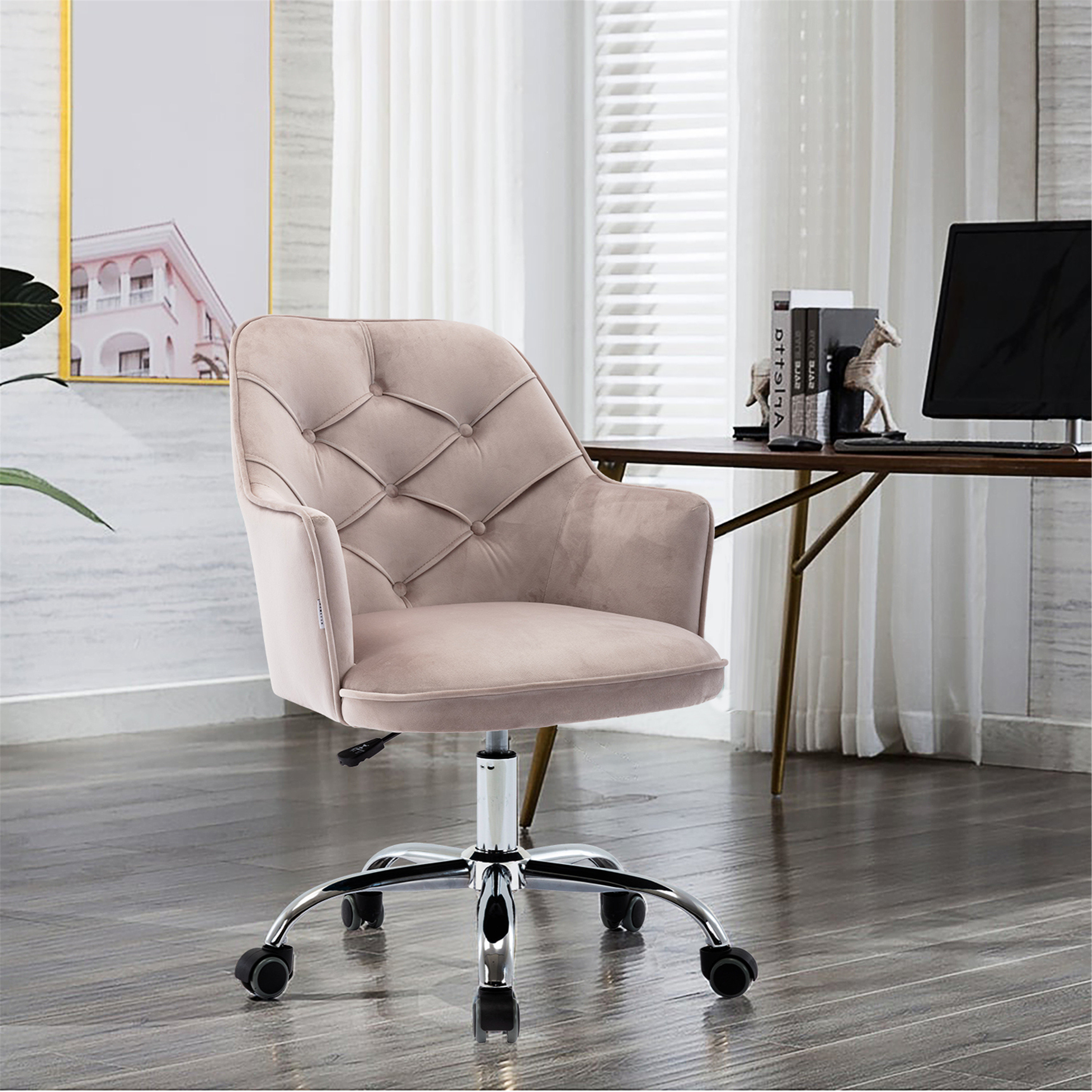 Light grey velvet online desk chair