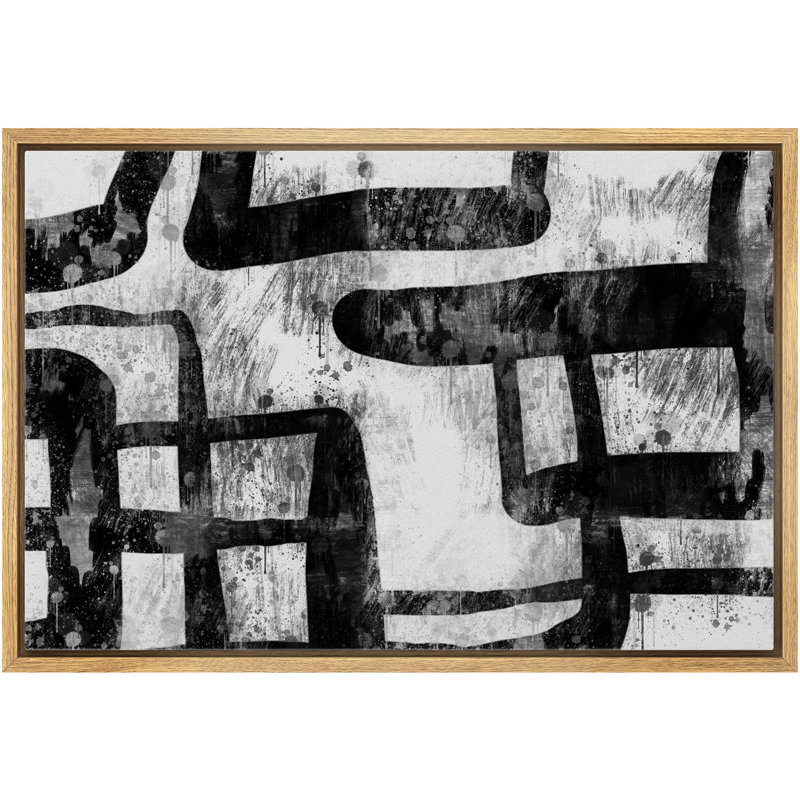 Art mural IDÉE4WALL, impression sur toile encadrée d'inspiration tribale, formes abstraites, illustrations d'art moderne noir et blanc bohémien pour le salon, la chambre à coucher, le bureau - BLANC 16 po x 24 po