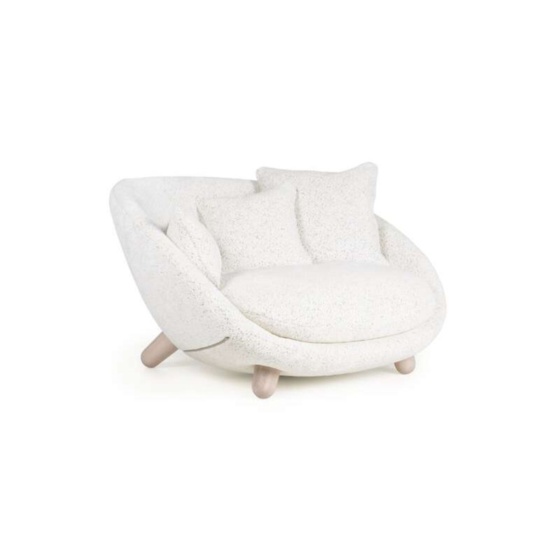 Loveseat, White Wash Oak, Jacquard White