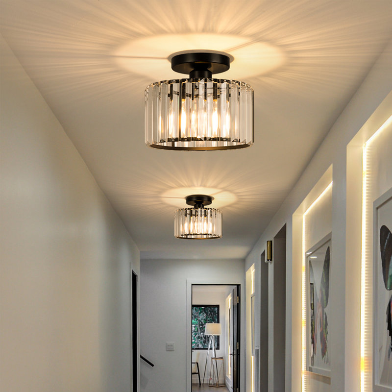 Lilyanka Crystal Semi Flush Mount, Black, 8.7inch