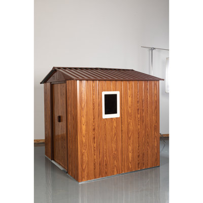 6Ft X Metal Shed With Foundation, Galvanized Iron Panels, Construction, Weather - Coffee Base, Steel Punched Vents,