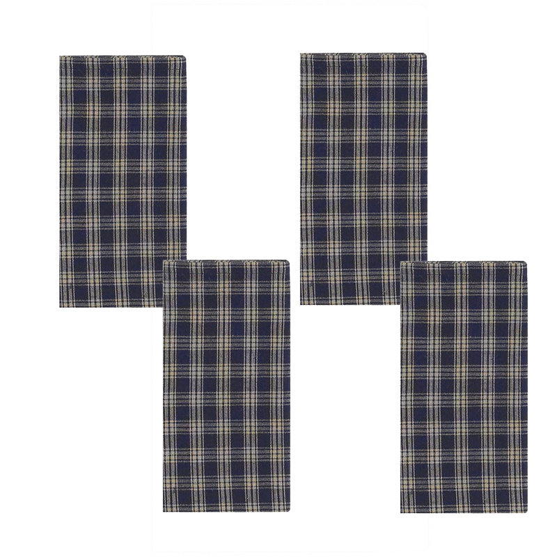 Navy Sturbridge Napkin Set of 4, Blue Plaid