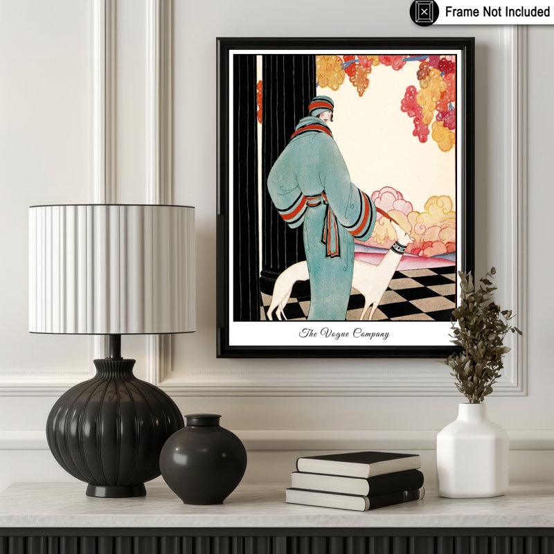 Femme et chien n ° 1, Sans cadre, Affiche, H 11 po x l 14 po