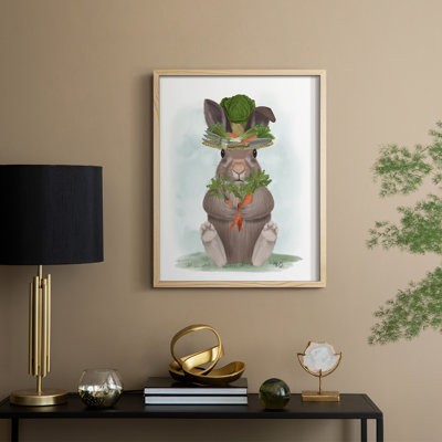 «Rabbit Carrot Hat», reproduction encadrée - bois massif
