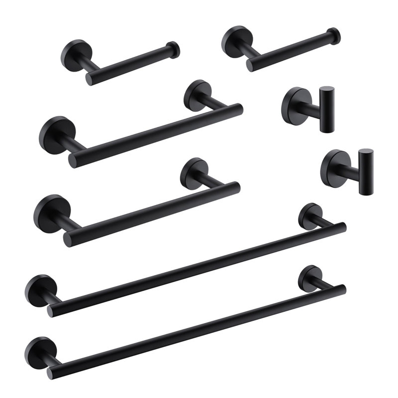 Ensemble de quincaillerie de salle de bain murale en acier inoxydable (8 pièces), Or brossé