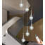 Lustre suspendu à 6 lumières en cristal argenté, à intensité variable et hauteur réglable, avec LED.