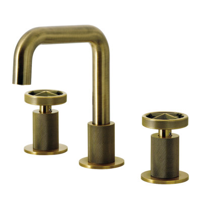 Kingston Brass Ostro Two-Handle 3-Hole Deck Mount Widespread Bathroom Faucet With Push Pop-Up Drain