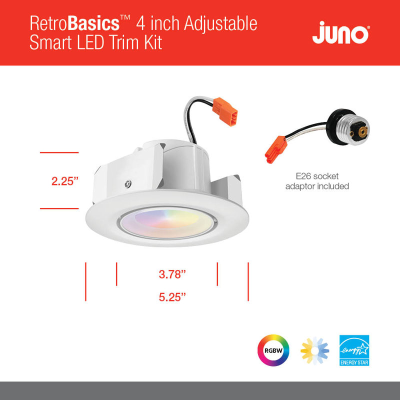 4'' Selectable Color Temperature Dimmable IC Rated Standard Recessed Lighting Kit